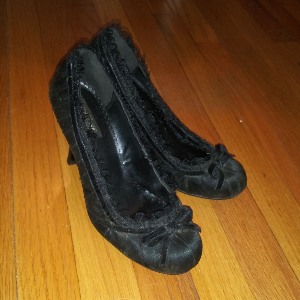 Funtasma black satin heels